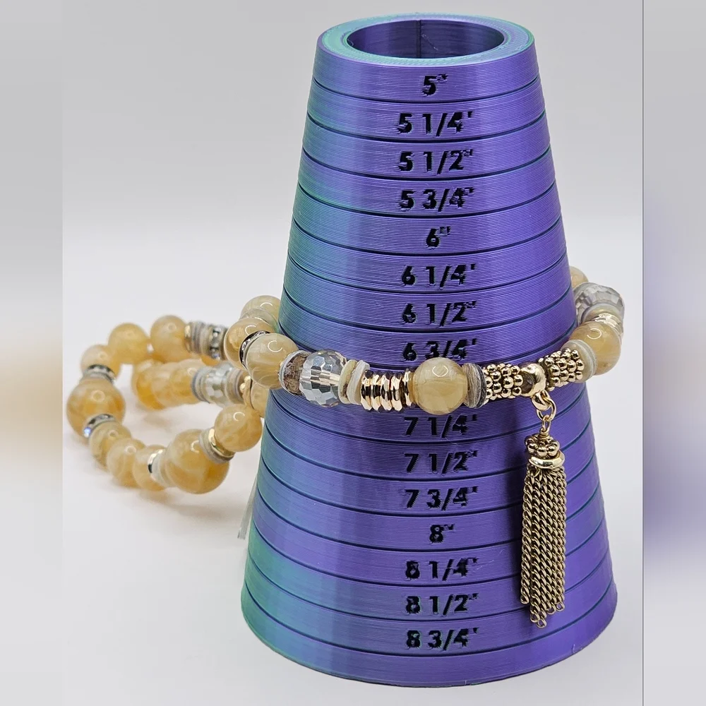 CHICO'S Vinia Tan and Gold Beaded Stretch‎ Bracelet Set